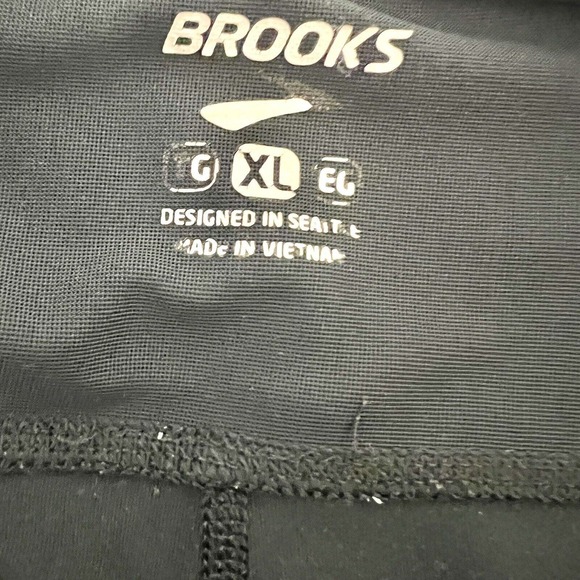 Brooks Size XL Yoga Exercise Pants Solid Black Mid Rise Fitted Capris ~ Read - Picture 8 of 9